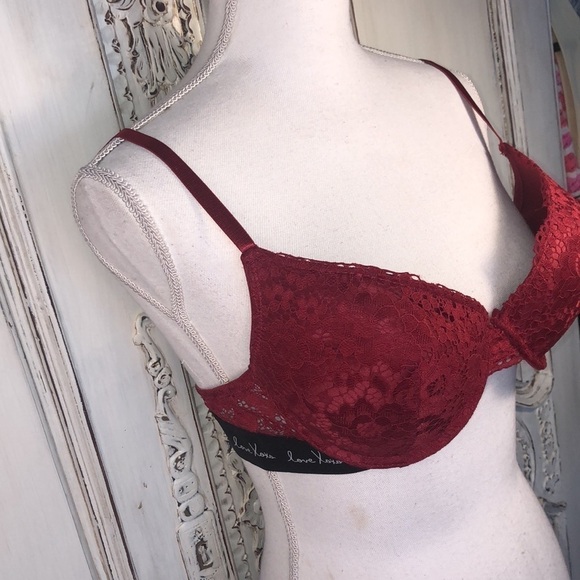 XOXO Lovely Red Lace Padded Push Up Bra Size 38 C - Picture 2 of 9
